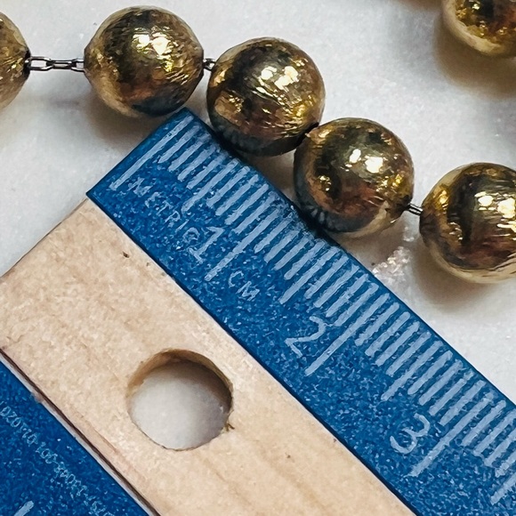 Vintage Whiting & Davis Textured Goldtone Bead Collar Necklace- 15" to 17" - 7mm - Picture 5 of 5